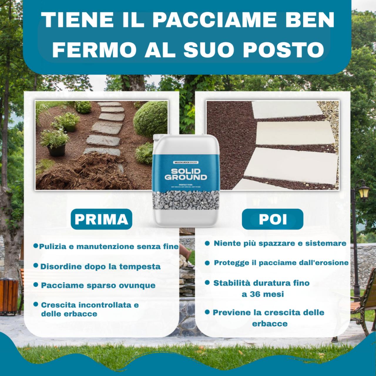 SOLID GROUND – Collante per ghiaia e pacciame per l’allestimento del giardino